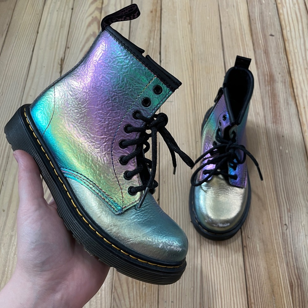 Dr. Martens 1460 J Boots Kids Size 1 Multi Color Iridescent Holographic Zip Up